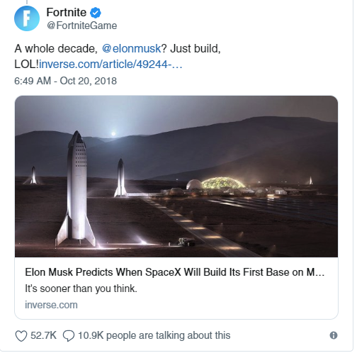 Elon musk ,Epic games exchange sarcastic tweets after elon musk delete fortnite joke