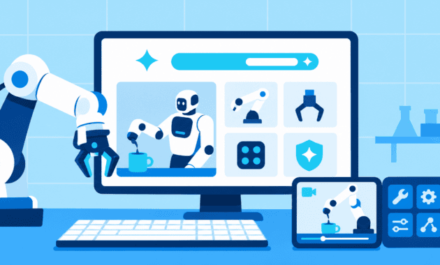 Illustration of Gemini Robotics ER 2 interface helping a robot arm understand tasks