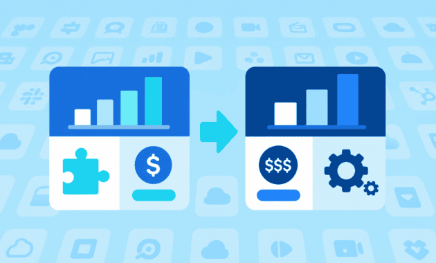 Side-by-side comparison cards showing Zapier vs Tray enterprise automation features and pricing